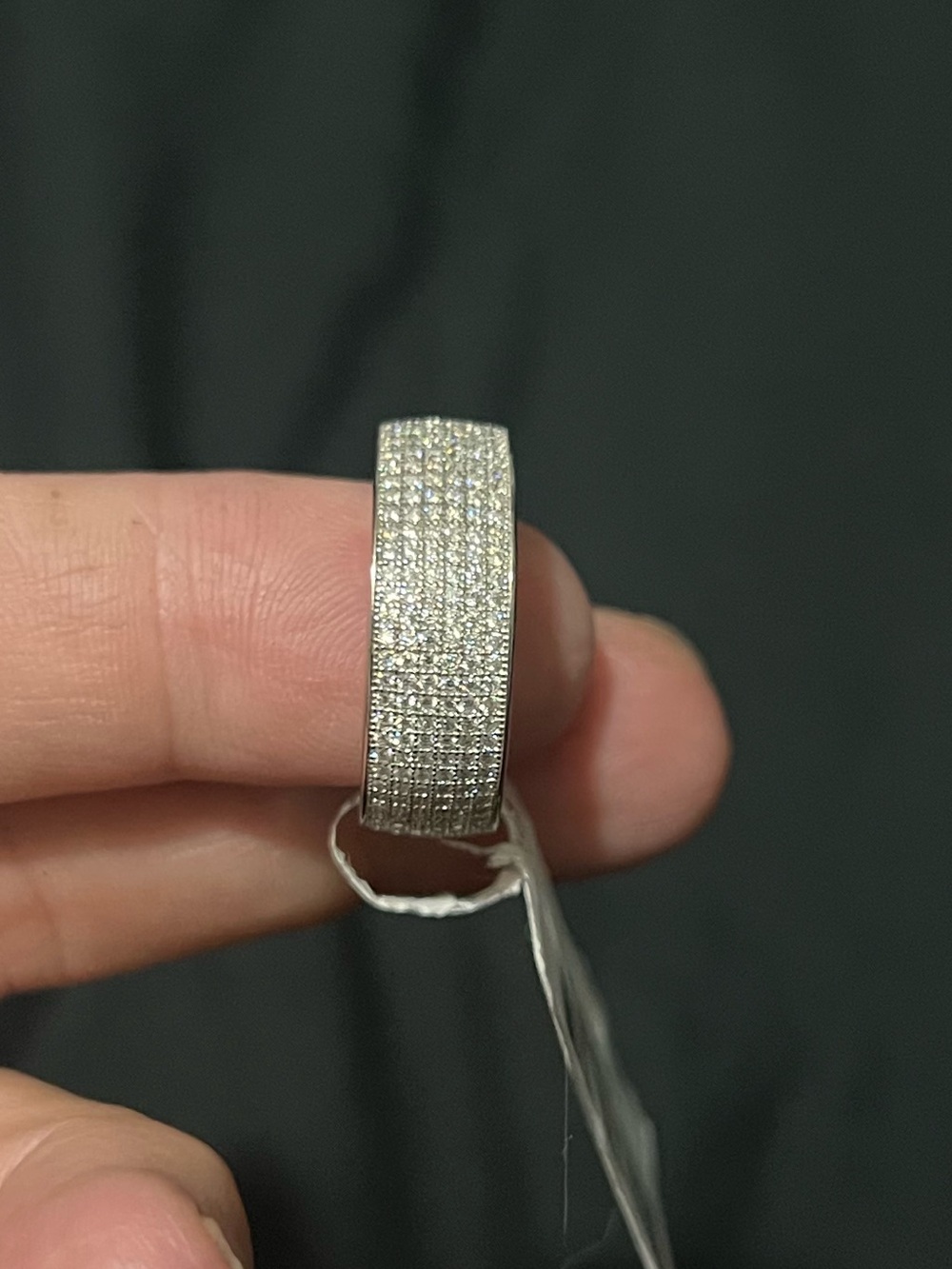Women’s sterling silver wide band mossinate diamond ring